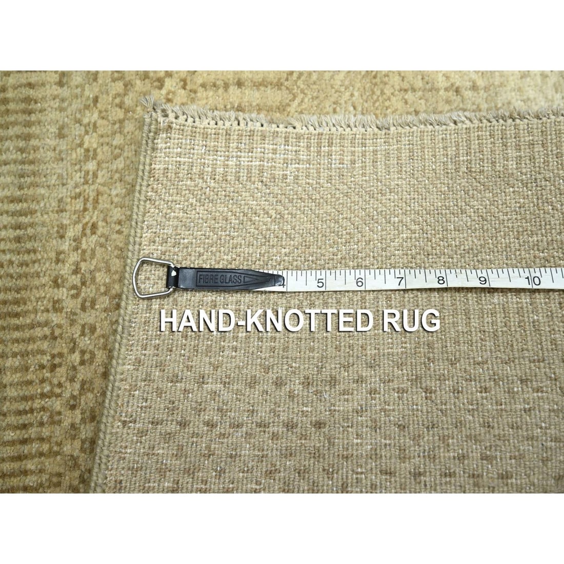 Rug 2'x3' Beige Modern Grass Design Hand Knotted Wool with Silk Small Mat - 4