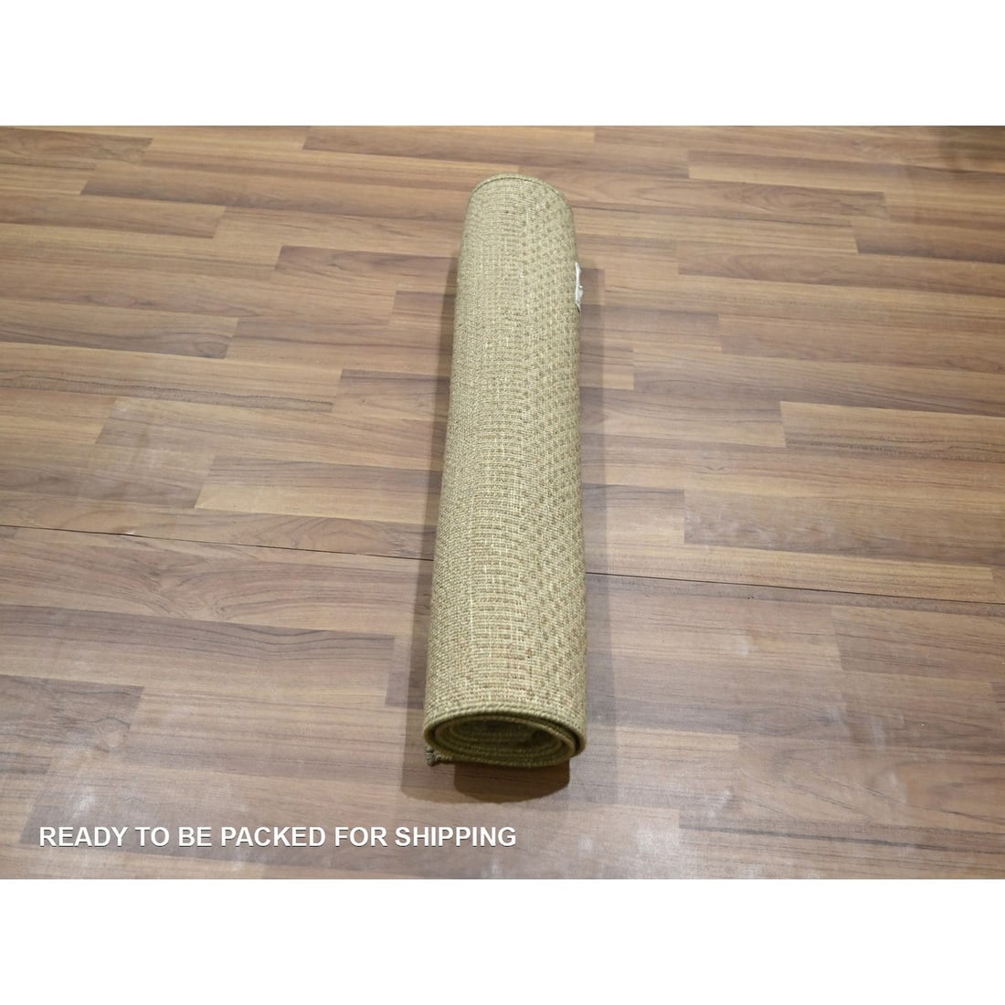 Rug 2'x3' Beige Modern Grass Design Hand Knotted Wool with Silk Small Mat - 5