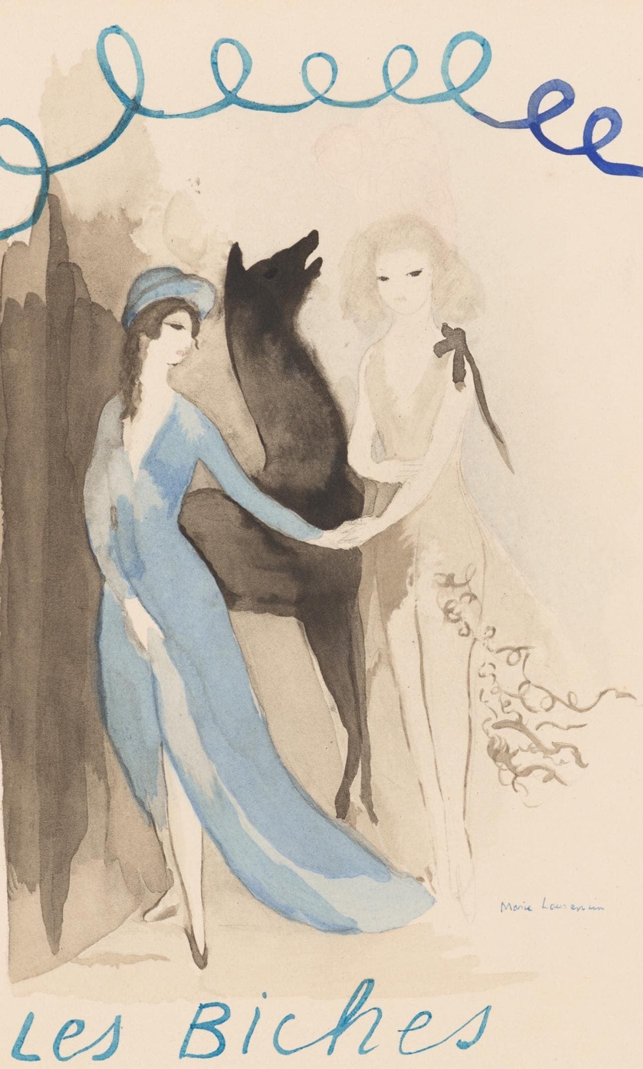 Lithograph - Marie Laurencin - Composition - Les Biches - 2