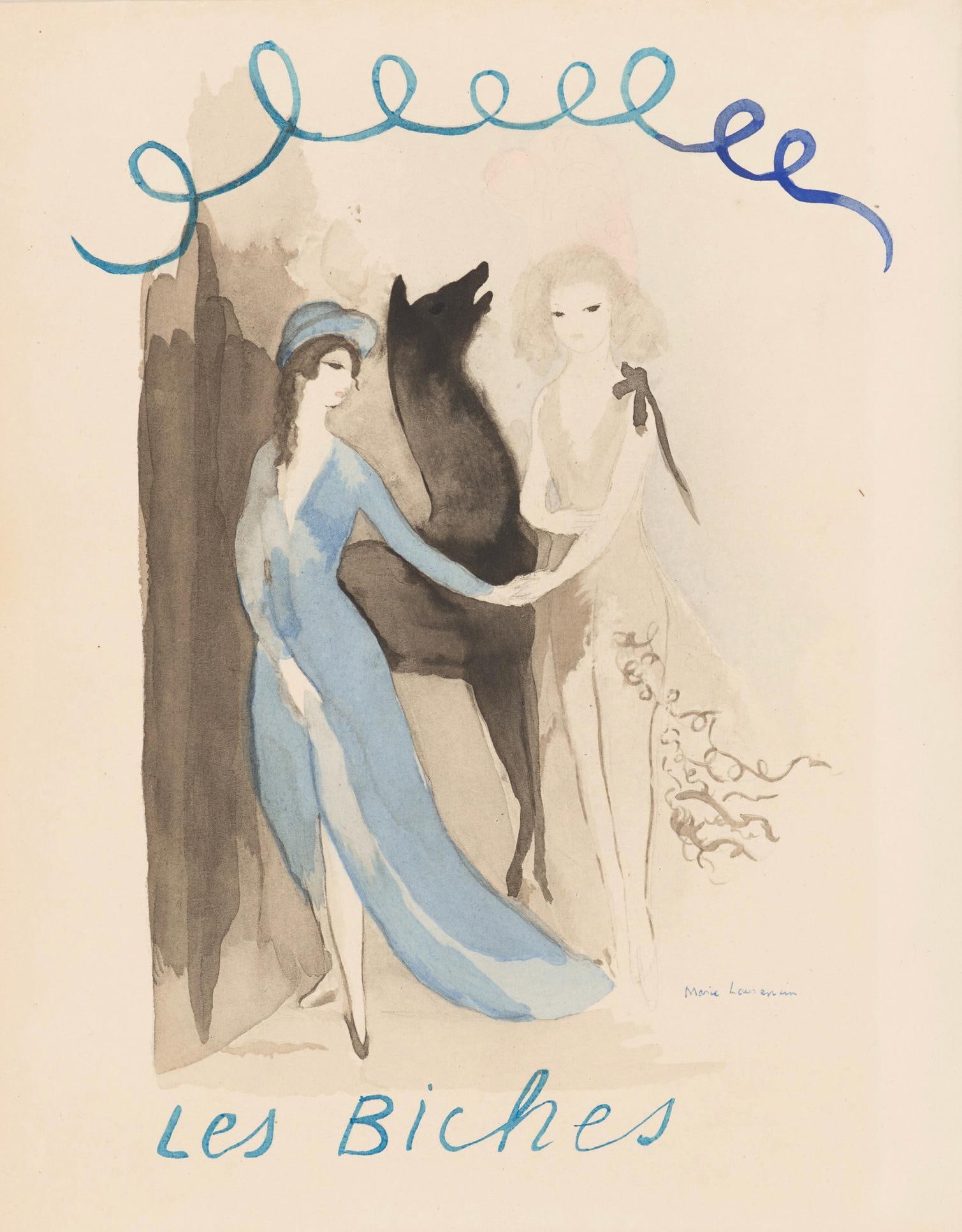 Lithograph - Marie Laurencin - Composition - Les Biches - 6