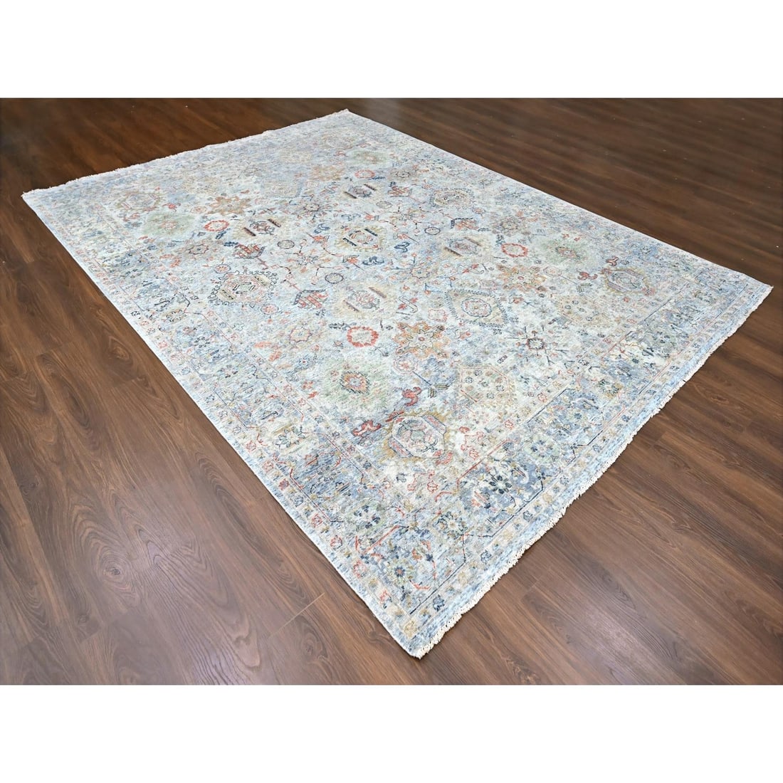 Rug 8'10"x11'9" Gray Antiqued Ziegler Mahal Design Pure Wool Hand Knotted - 3