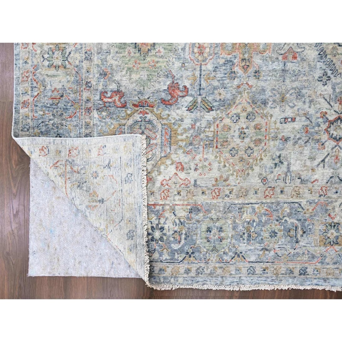 Rug 8'10"x11'9" Gray Antiqued Ziegler Mahal Design Pure Wool Hand Knotted - 4