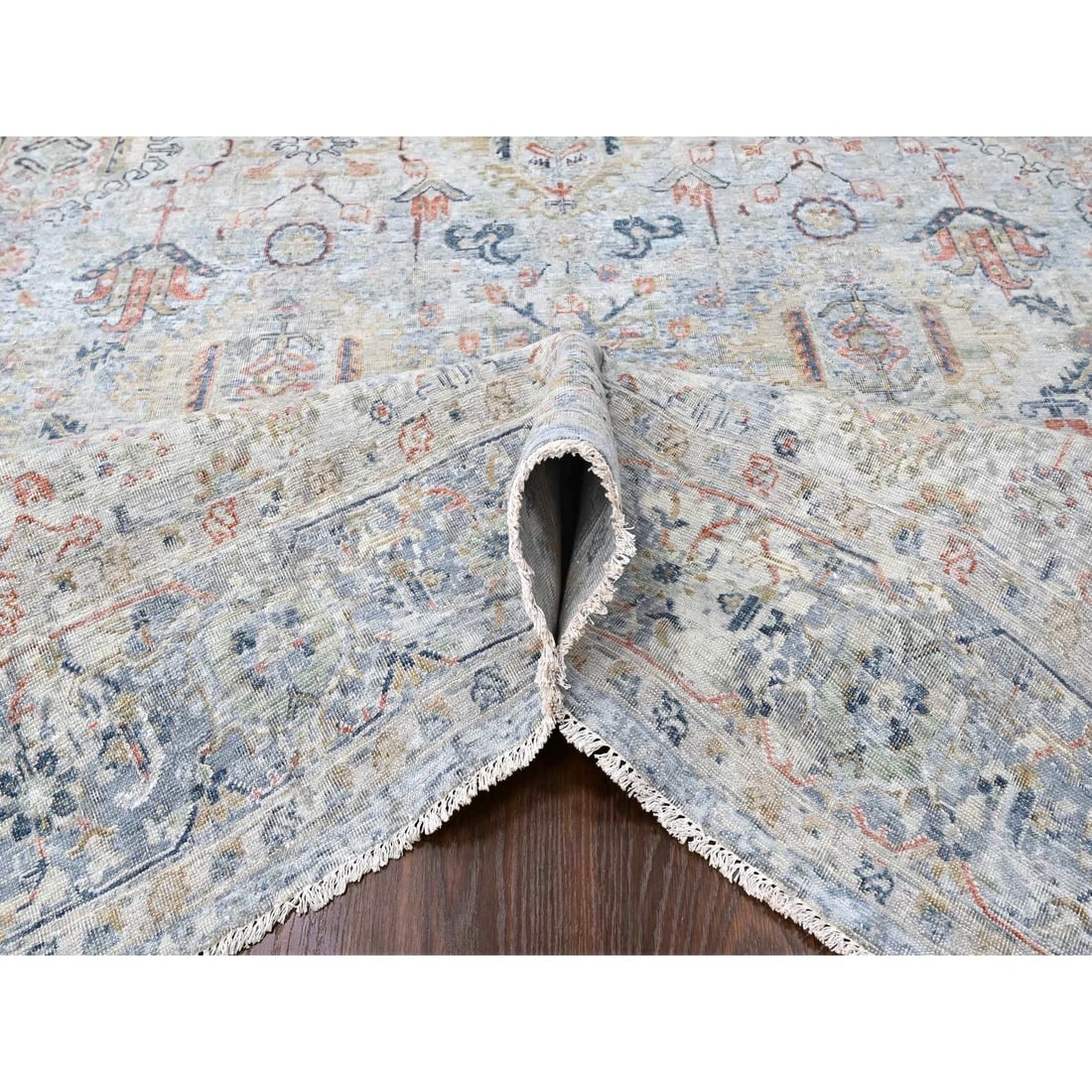 Rug 8'10"x11'9" Gray Antiqued Ziegler Mahal Design Pure Wool Hand Knotted - 5