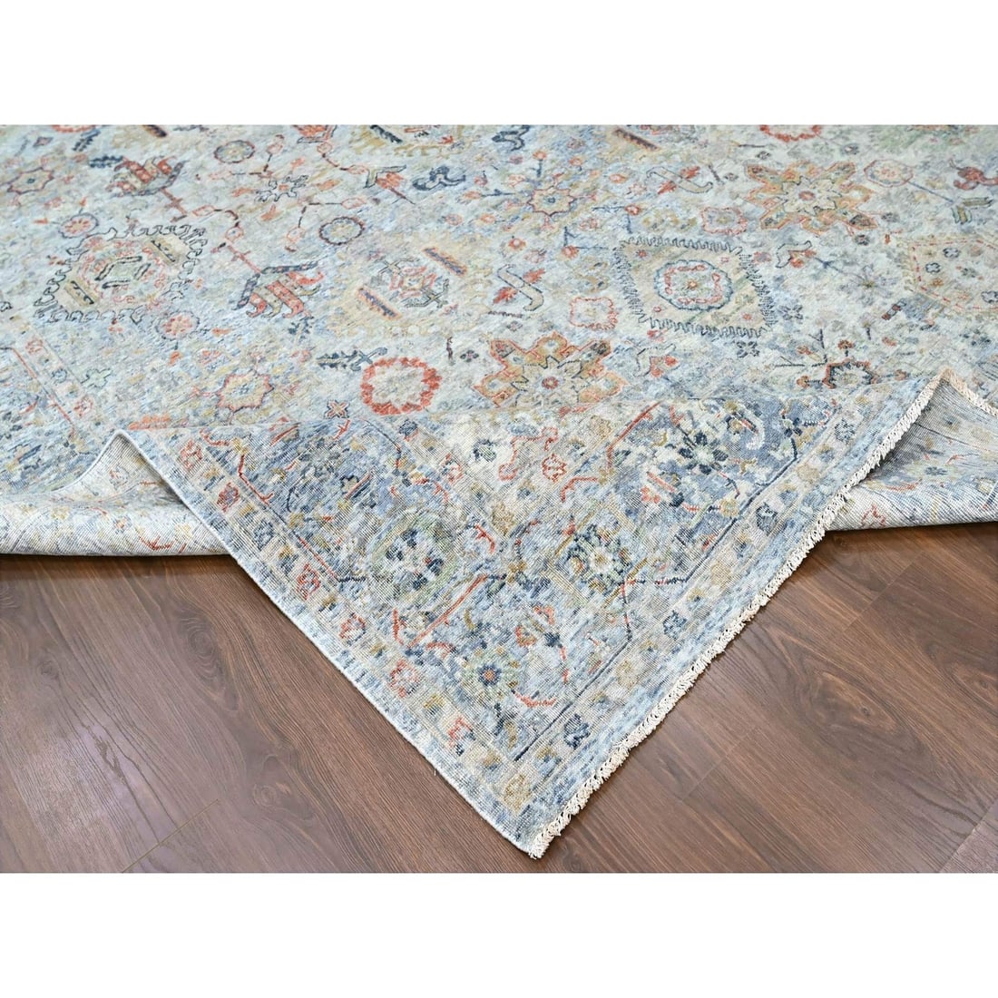 Rug 8'10"x11'9" Gray Antiqued Ziegler Mahal Design Pure Wool Hand Knotted - 6