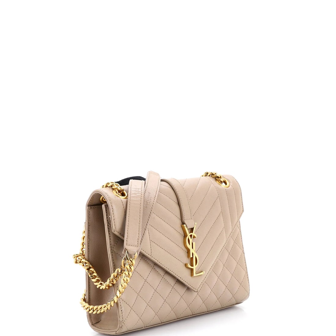 Medium Saint Laurent Classic Monogram Envelope Satchel Mixed Matelasse Leather - 2