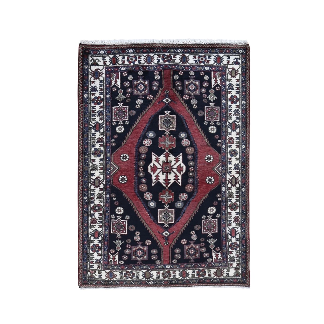 Rug 4'6"x6'6" Navy New Farsian Moozligoon Pure Wool Hand Knotted Oriental (1 of 7)