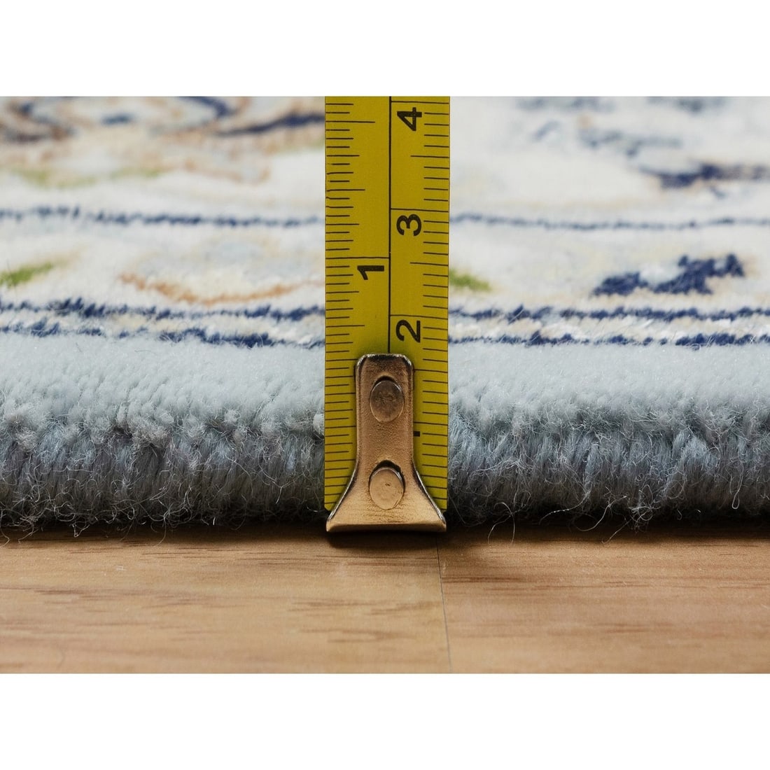 Rug 6'x9'4" Light Blue Nain Wool & Silk Hand Knotted 250 KPSI Oriental - 10