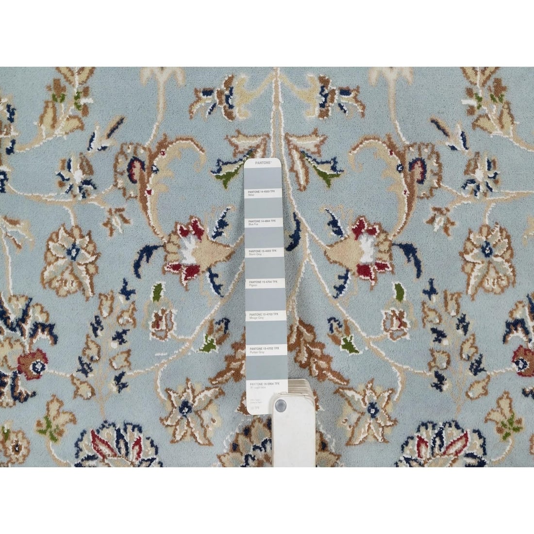 Rug 6'x9'4" Light Blue Nain Wool & Silk Hand Knotted 250 KPSI Oriental - 7