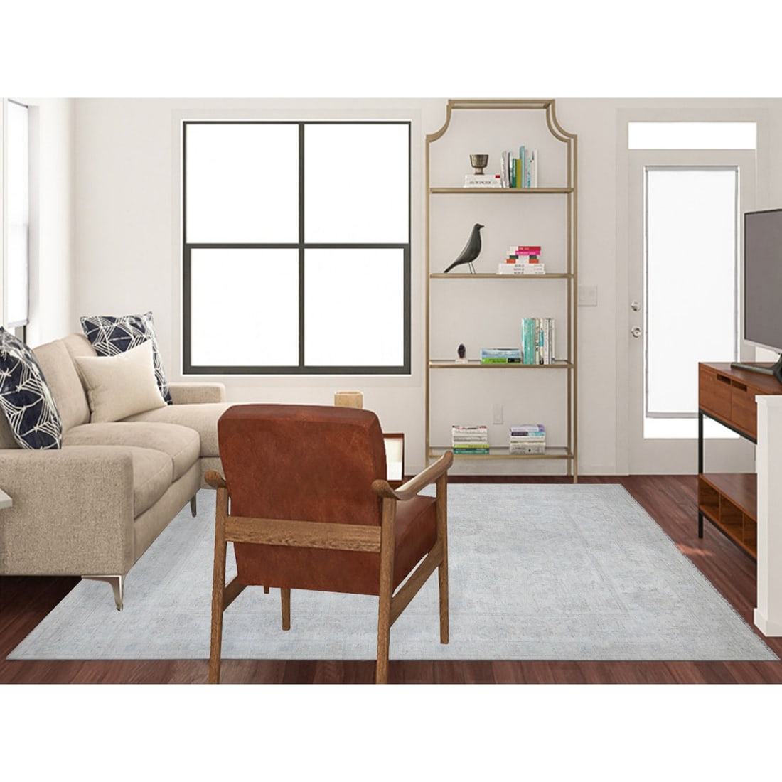 Rug 8'3"x9'9" Pacific Pearl White Faded Afghan Angora Oushak Oriental - 2