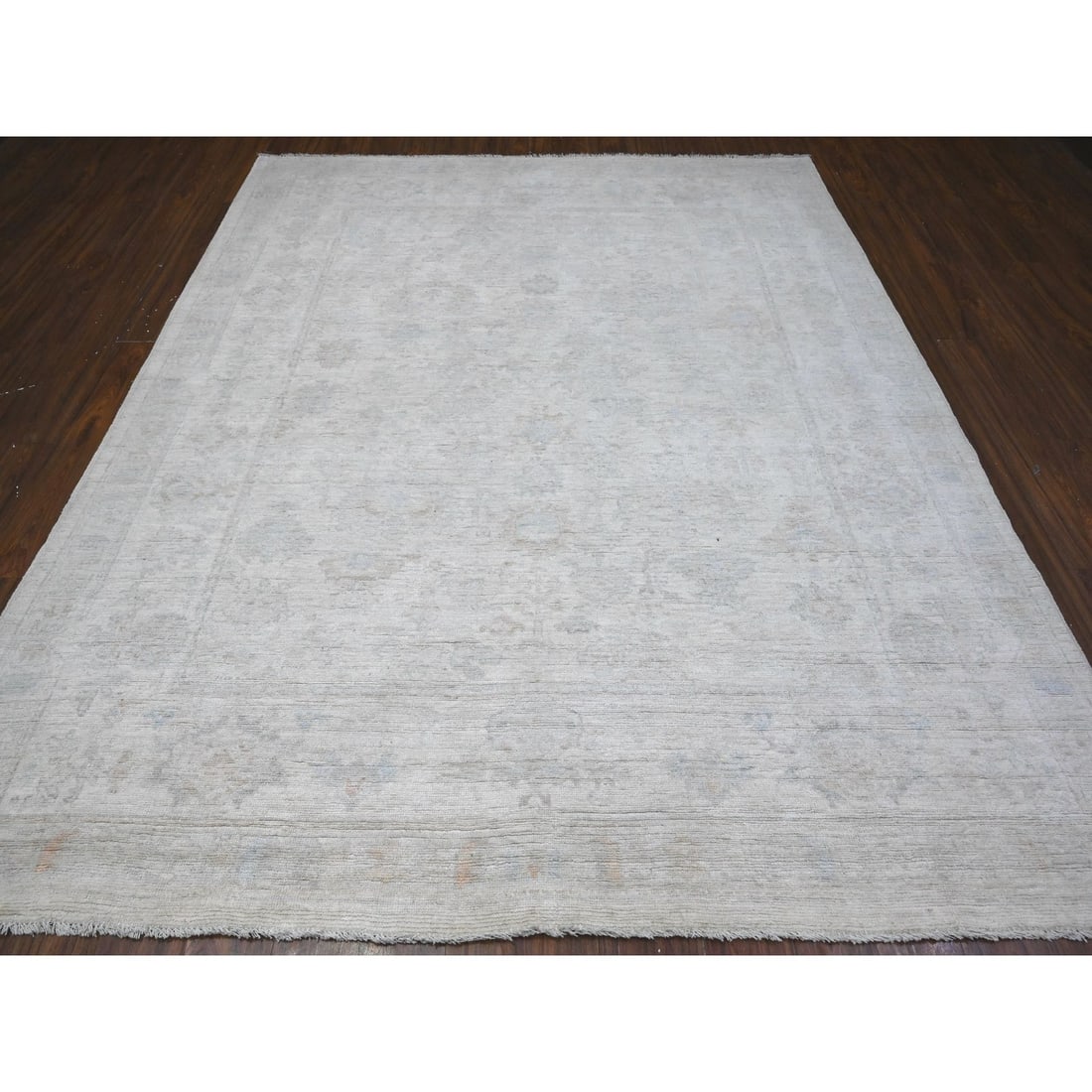 Rug 8'3"x9'9" Pacific Pearl White Faded Afghan Angora Oushak Oriental - 3