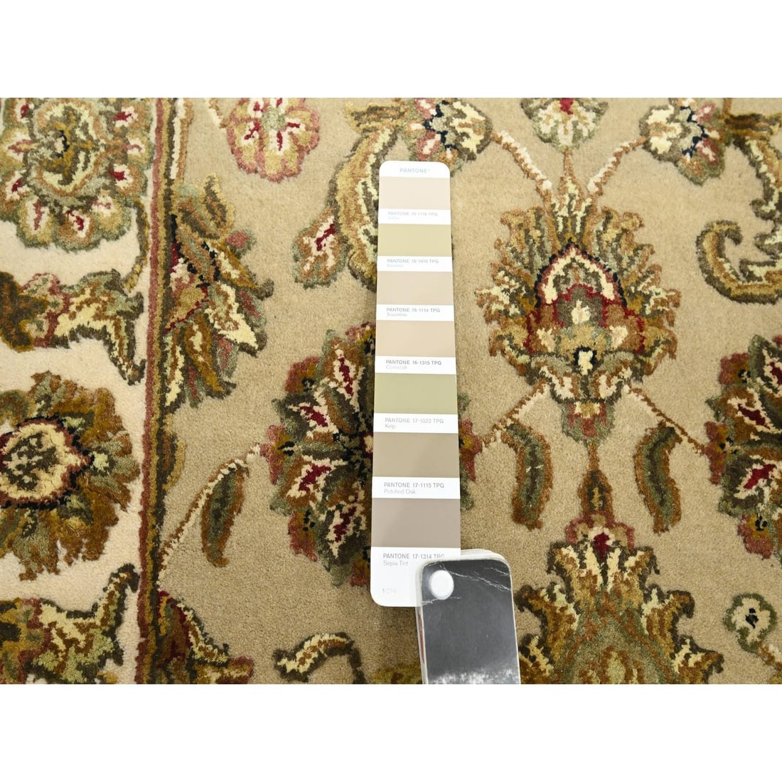 Rug 2'6"x8' Brown Rajasthan Leaf Design Hand Knotted Wool & Silk Runner - 4