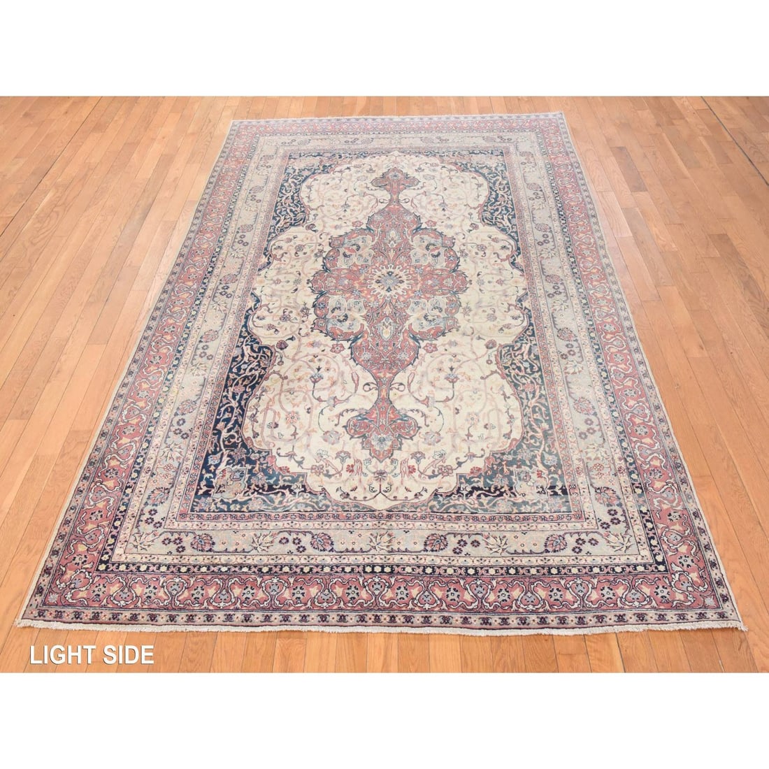 Rug 6'6"x10'2" Ivory Vintage Turkish Sivas Pure Wool Hand Knotted Oriental - 3