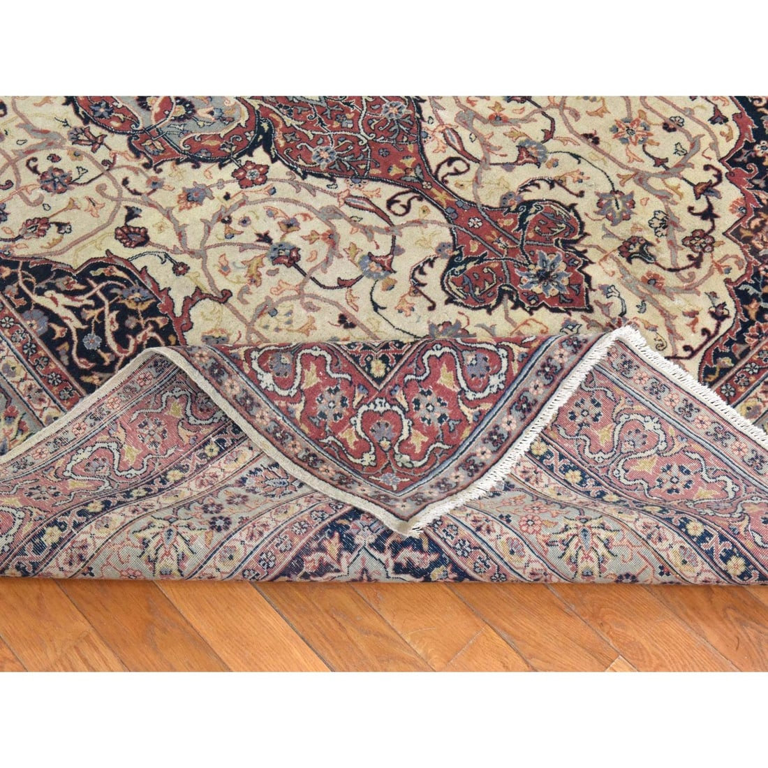 Rug 6'6"x10'2" Ivory Vintage Turkish Sivas Pure Wool Hand Knotted Oriental - 6