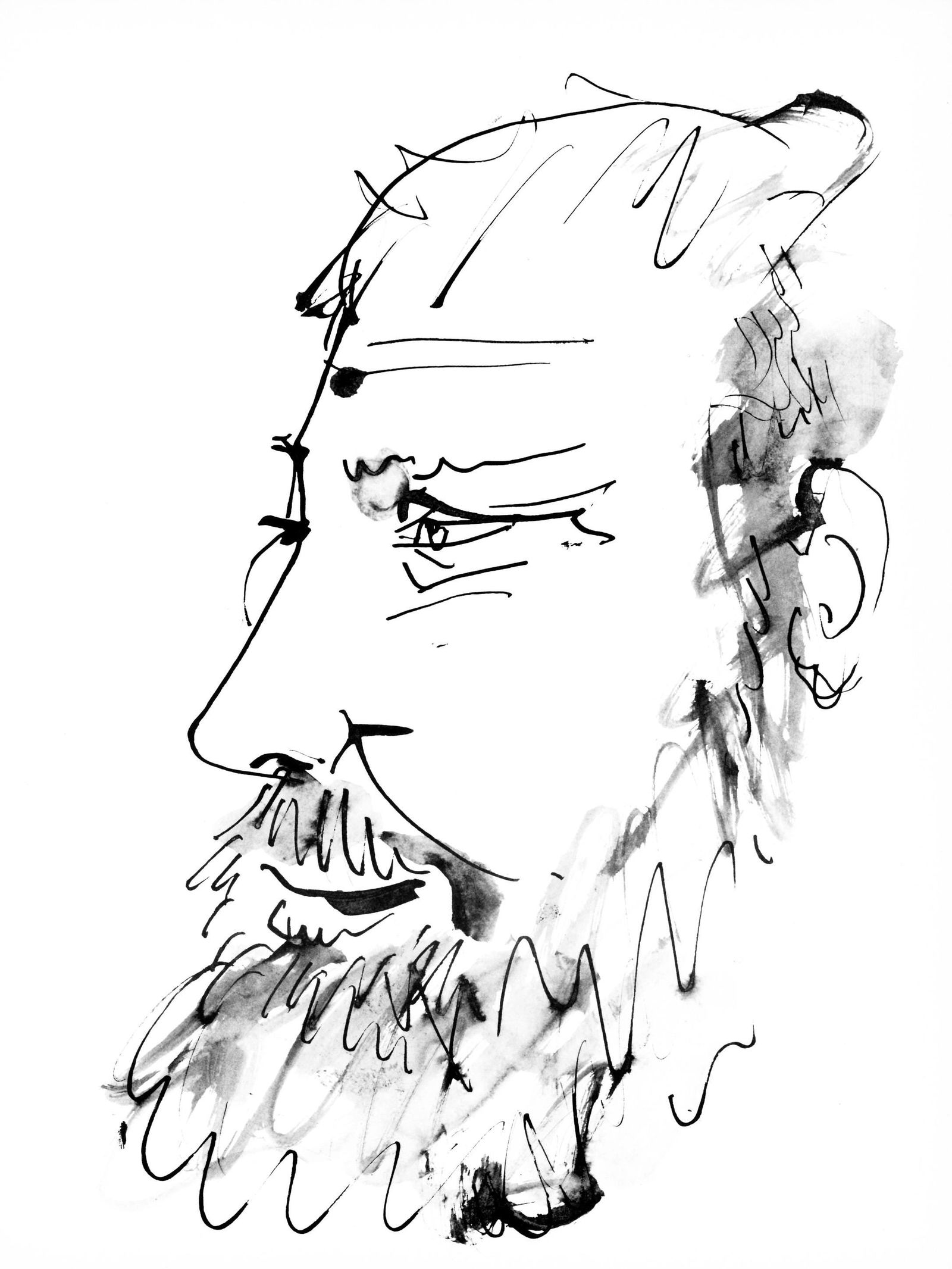 Collotype - Pablo Picasso - Profil gauche de vieil homme - trait et lavis (Cramer 84; Johnson/ (1 of 6)