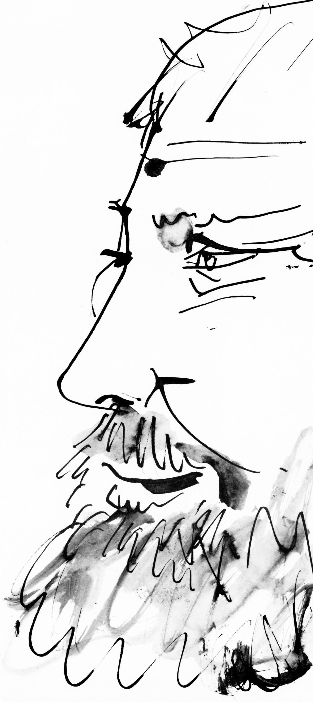 Collotype - Pablo Picasso - Profil gauche de vieil homme - trait et lavis (Cramer 84; Johnson/ - 2