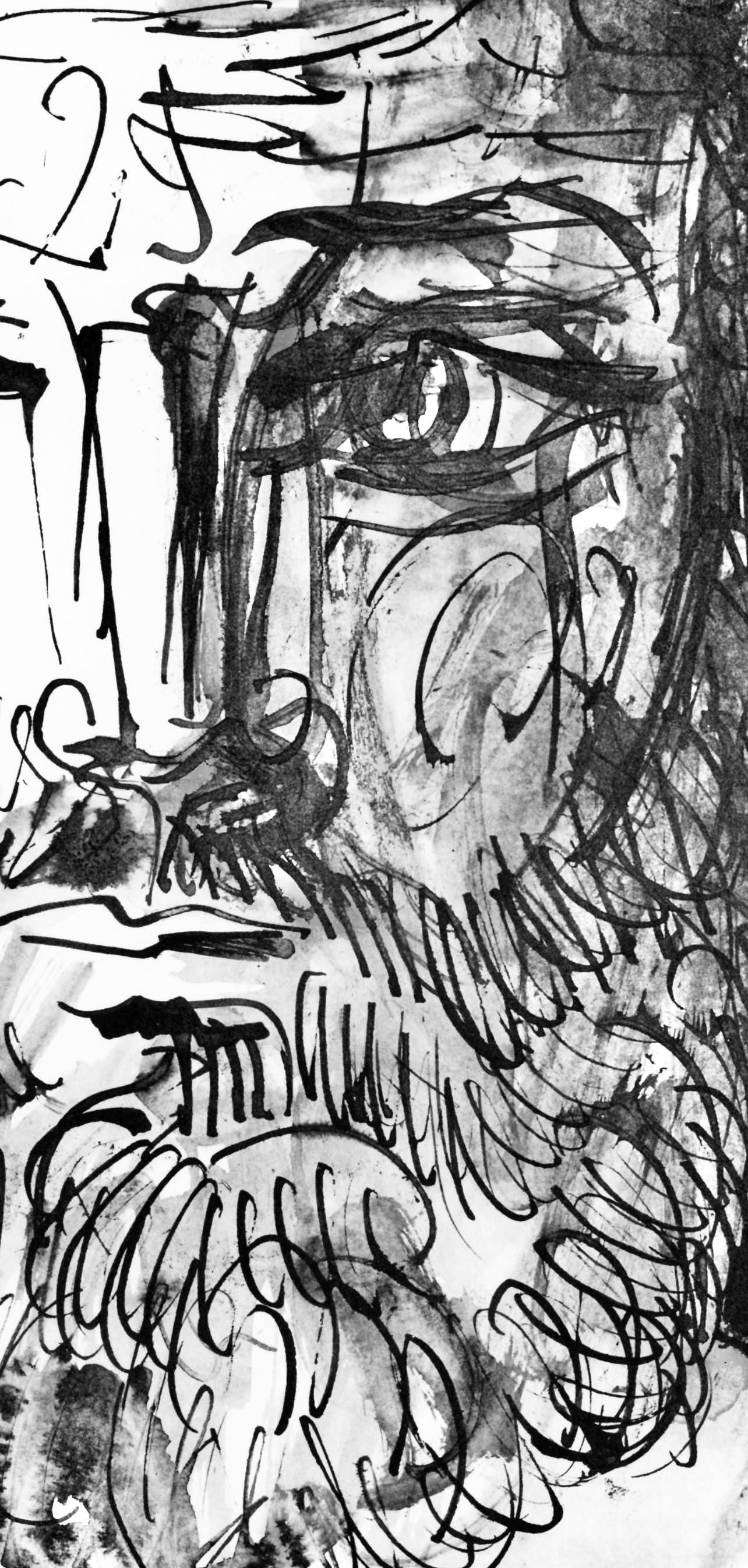 Collotype - Pablo Picasso - Homme barbu - de face - trait et lavis (C. 84; J./ S. 77) - 40 dessins - 6