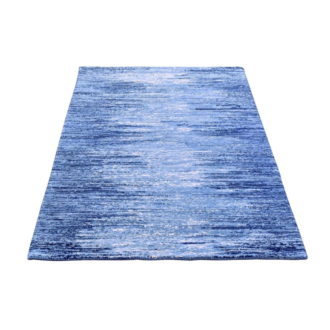 Rug 3'x5'2" Zero Pile Pure Wool Horizontal Ombre Design Hand Knotted (1 of 7)