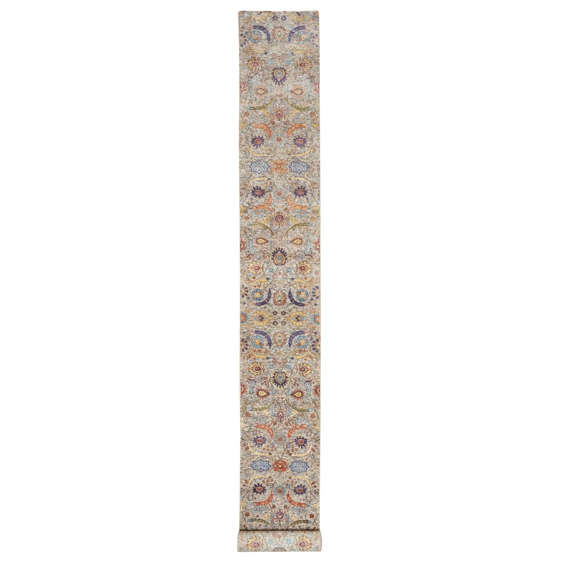 Rug 2'7"x23'10" White Sickle Leaf Hand Knotted Silk and Wool XL Runner: Rug 2'7"x23'10" White Sickle Leaf Hand Knotted Silk and Wool XL Runner This listing features Rug 2'7"x23'10" White Sickle Leaf Hand Knotted Silk and Wool XL Runner. Item specifics are provided below.