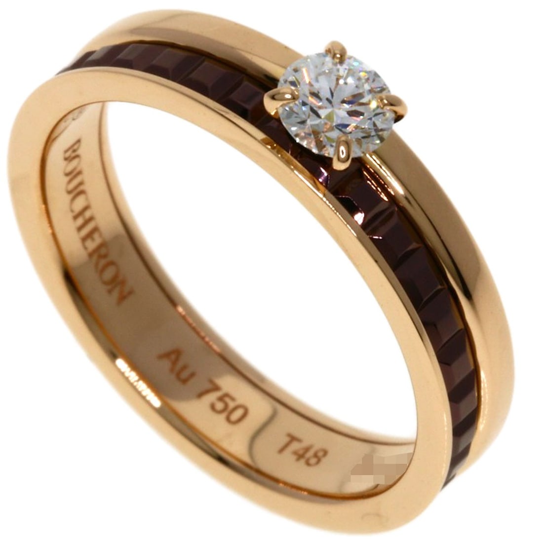 Gold Boucheron Quatre Classic Solitaire Diamond #48 Ring K18 Pink: Gold Boucheron Quatre Classic Solitaire Diamond #48 Ring K18 Pink This listing features Gold Boucheron Quatre Classic Solitaire Diamond #48 Ring K18 Pink. Item specifics are provided below. Item Speci