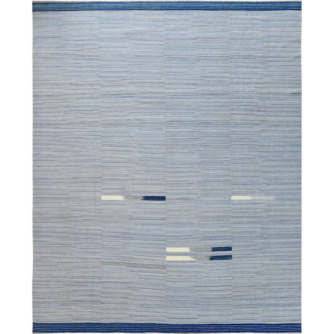 Rug 12'1"x15' Hand Woven Flat Weave Kilim Pure Nomadic Stripe Design Wool (1 of 6)