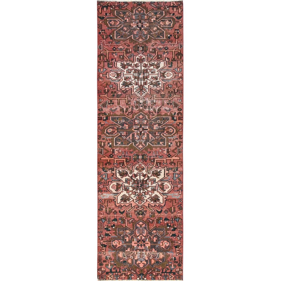 Rug 2'10"x9'9" Red Vintage Zoroastrian Karjihooz Wool Hand Knotted Runner (1 of 7)