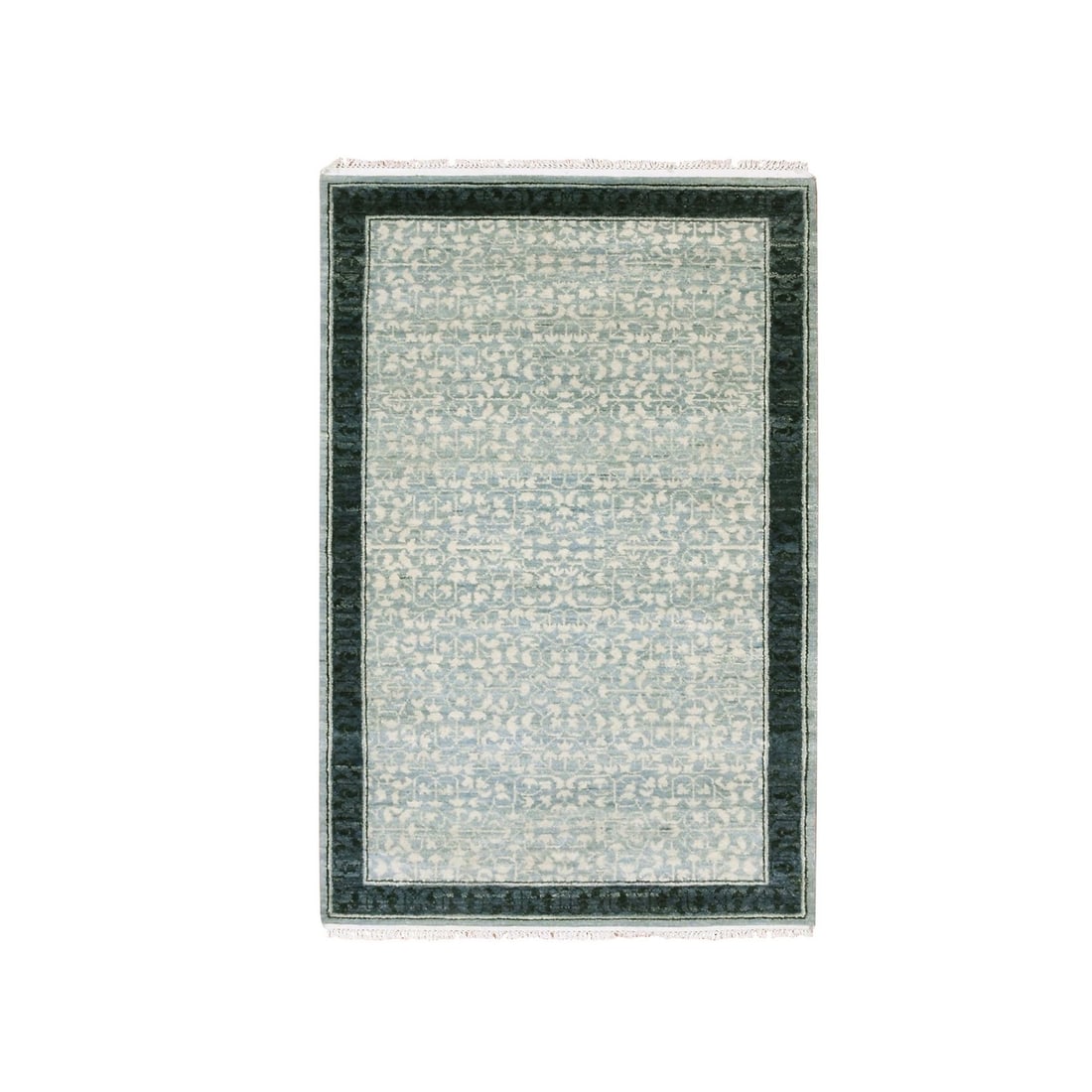Rug 3'1"x5'2" Blue Modern Design Hand Knotted Natural Wool Oriental (1 of 7)