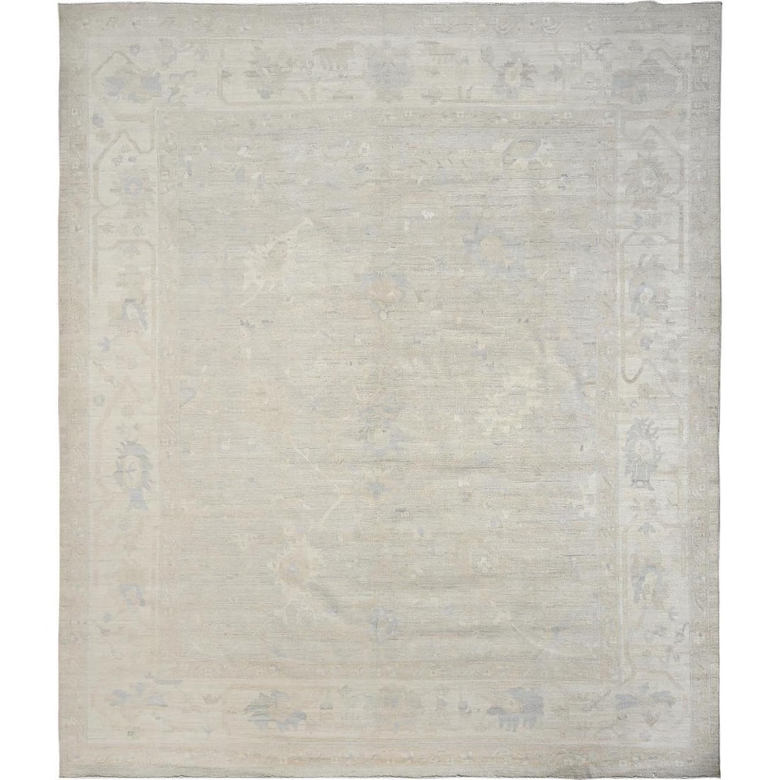 Rug 12'x14'2" Ivory White Wash Peshawar Oushak Design Hand Knotted Wool (1 of 12)
