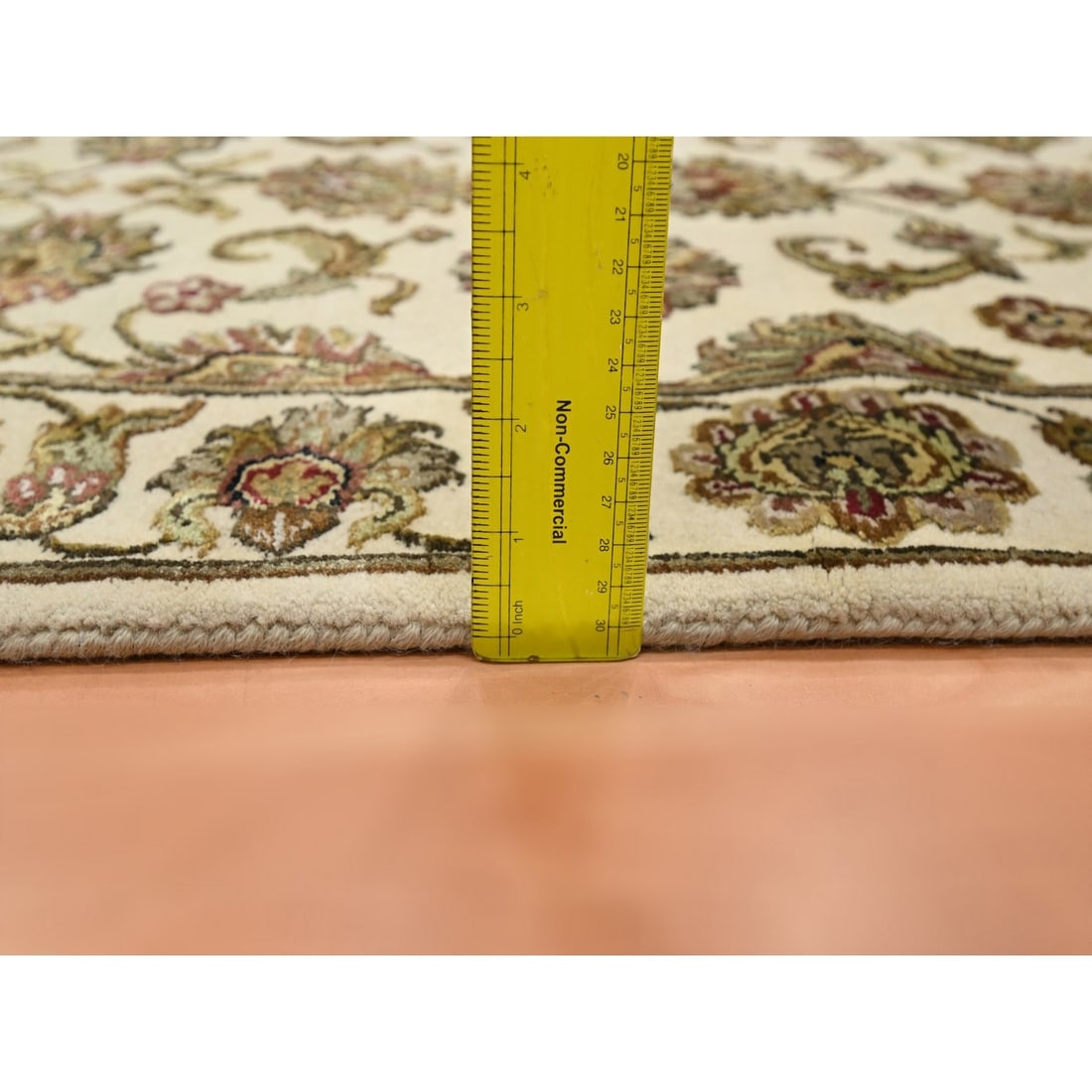 Rug 2'7"x8'3" White Rajasthan Leaf Design Hand Knotted Wool & Silk Runner - 6