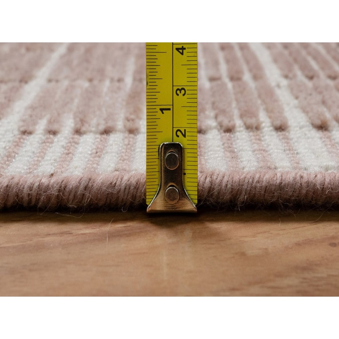 Rug 10'1"x14' Pink Pure Wool Modern Plain Decor Box Design Loomed Knotted - 10