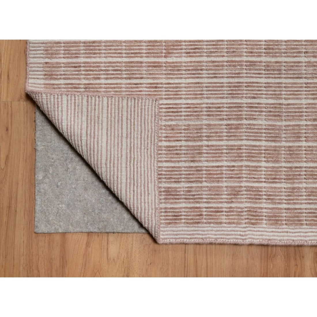 Rug 10'1"x14' Pink Pure Wool Modern Plain Decor Box Design Loomed Knotted - 4