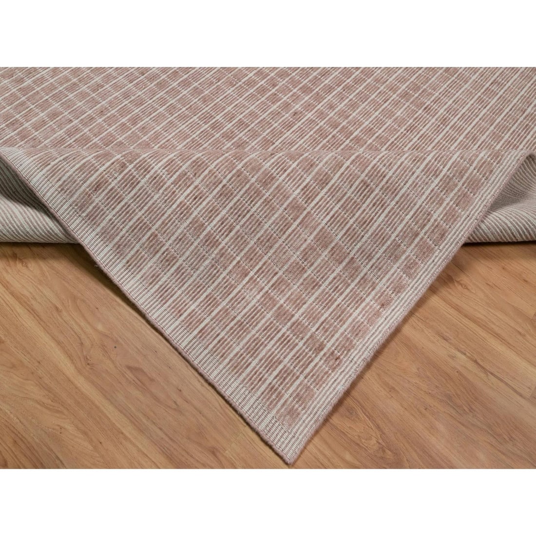 Rug 10'1"x14' Pink Pure Wool Modern Plain Decor Box Design Loomed Knotted - 6