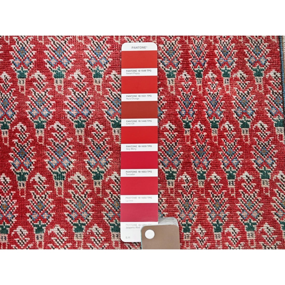 Rug 3'2"x12'4" Red Vintage Zoroastrian Tebraz Pure Wool Hand Knotted Runner - 4
