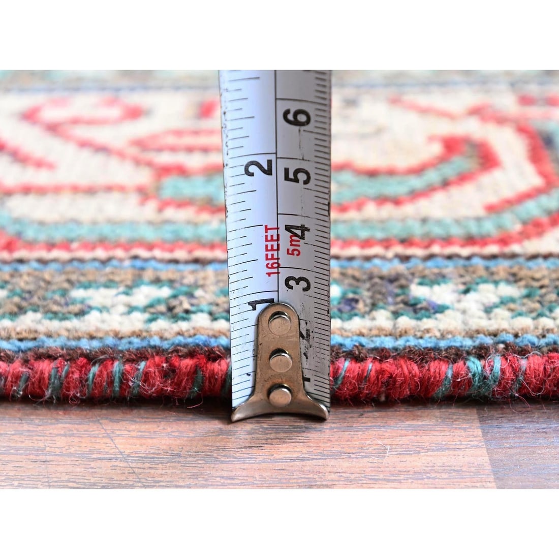 Rug 3'2"x12'4" Red Vintage Zoroastrian Tebraz Pure Wool Hand Knotted Runner - 6