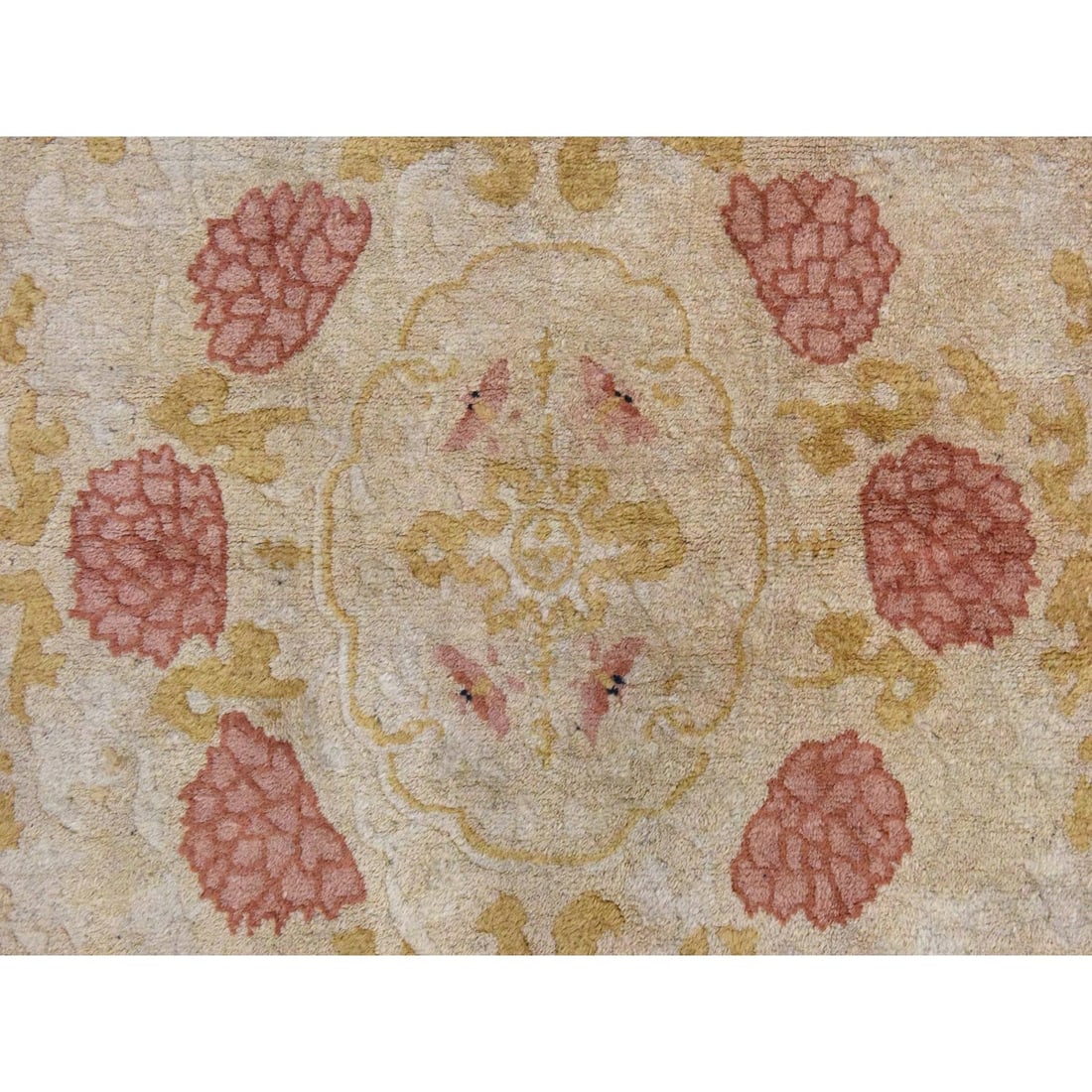 Rug 4'x6'9" Brown Antique Chinese Peking Oval Shape Wool Hand Knotted - 4