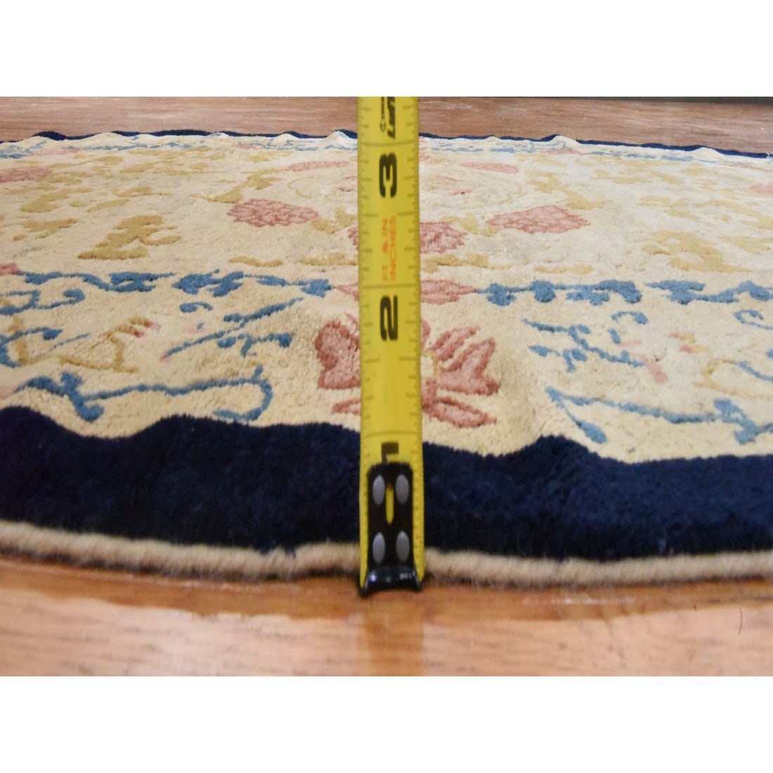 Rug 4'x6'9" Brown Antique Chinese Peking Oval Shape Wool Hand Knotted - 7