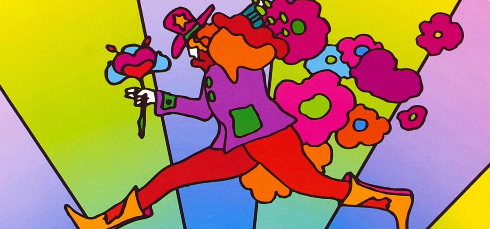 Official Lithograph - Peter Max - Flower Jumper over Sunrise - Version II - Hand Signed - 3