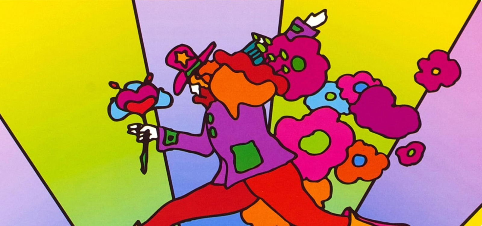 Official Lithograph - Peter Max - Flower Jumper over Sunrise - Version II - Hand Signed - 4