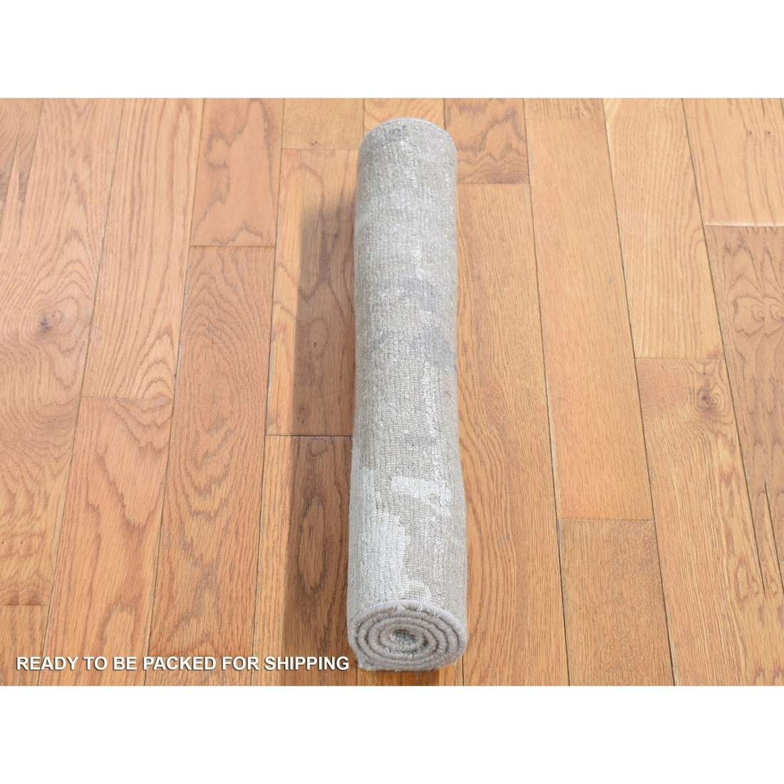 Rug 2'x2'10" Gray Wool with Silk Modern Abstract Design Hand Knotted Mat - 4