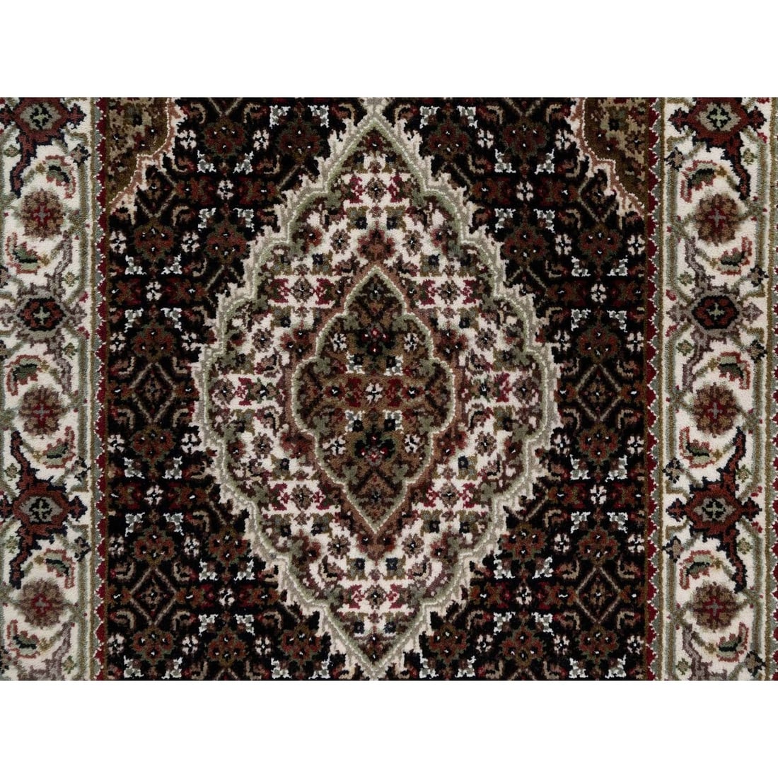 Runner 2'7"x6'9" Black Hand Knotted Rug Tebraz Mahi Medallion Design Wool - 5