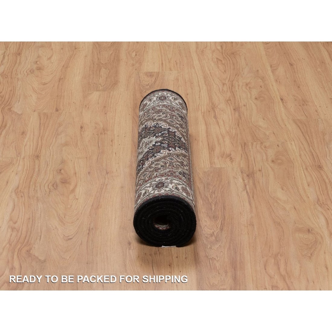 Runner 2'7"x6'9" Black Hand Knotted Rug Tebraz Mahi Medallion Design Wool - 6