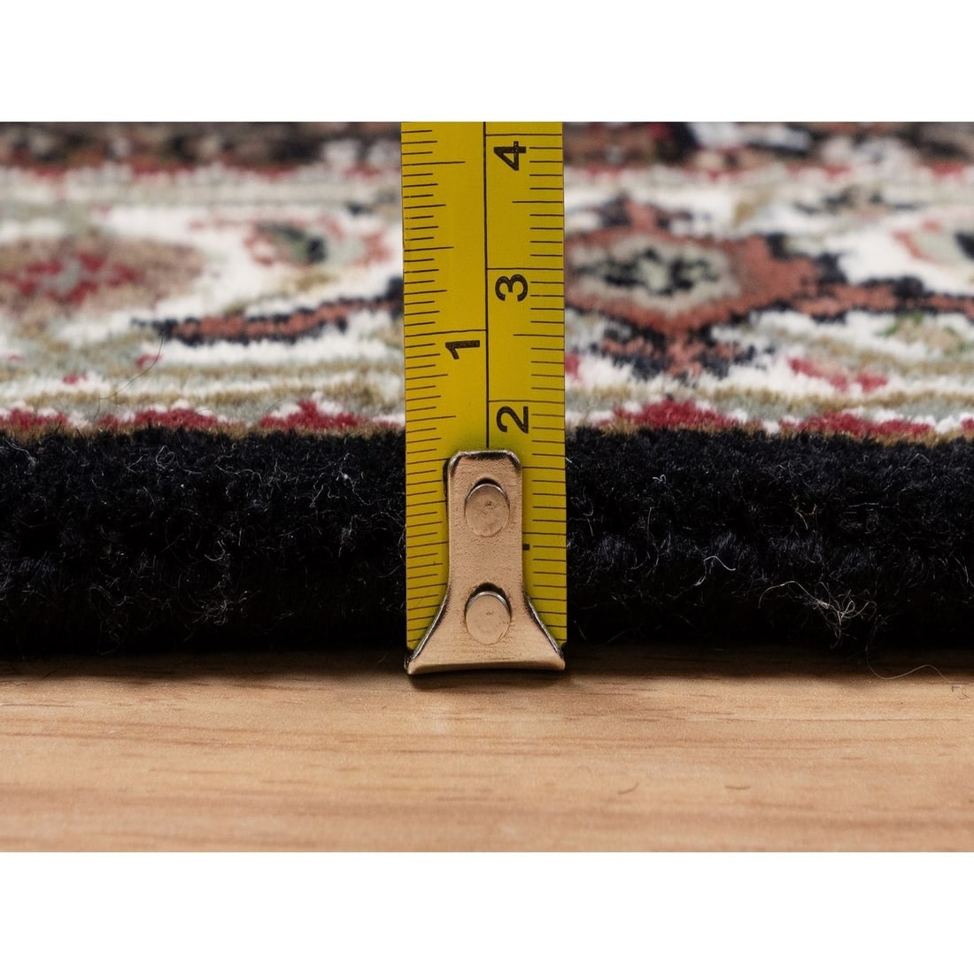 Runner 2'7"x6'9" Black Hand Knotted Rug Tebraz Mahi Medallion Design Wool - 7