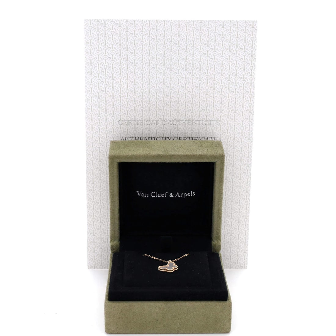 Gold Van Cleef & Arpels Sweet Alhambra Butterfly Pendant Necklace 18K Yellow - 2