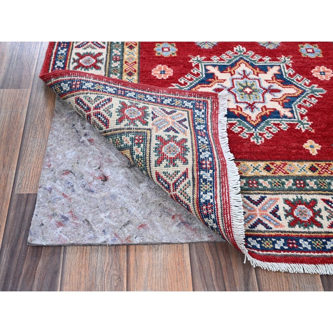 Rug 2'9"x16'5" Red Kazak with Tribal Design Soft Wool Hand Knotted Runner - 3