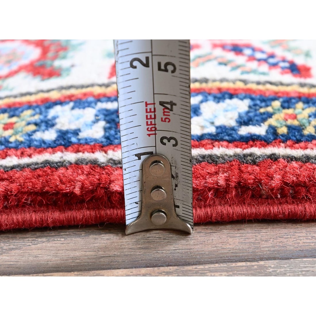 Rug 2'9"x16'5" Red Kazak with Tribal Design Soft Wool Hand Knotted Runner - 6