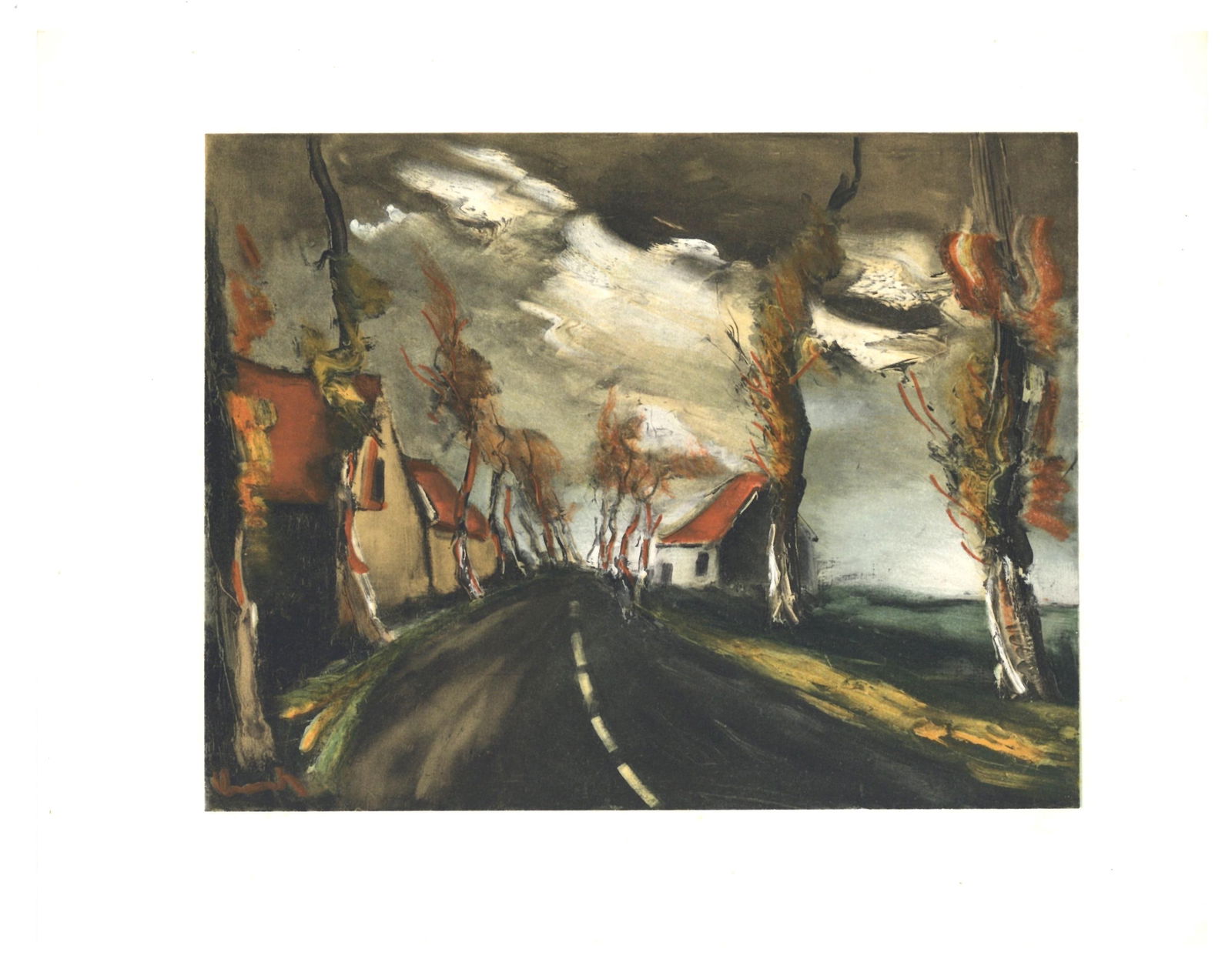 Lithograph - Maurice de Vlaminck - La route de Mortagne - Vlaminck - Signed - 5