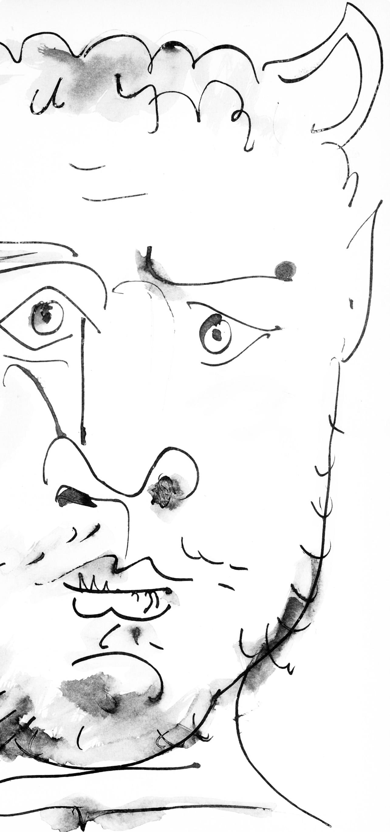 Collotype - Pablo Picasso - Visage de faune (Cramer 84; Johnson/ Stein 77) - 40 dessins de Picasso - 4