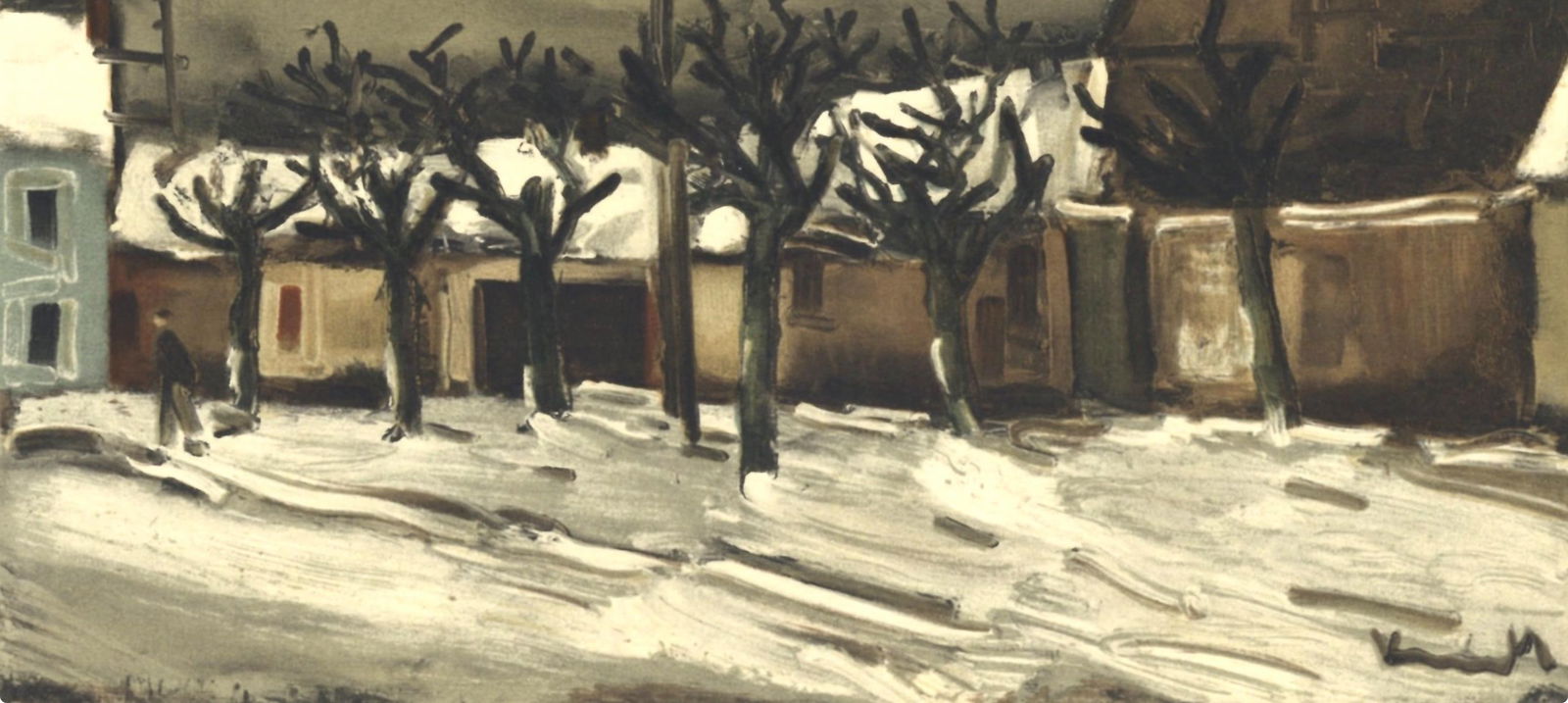 Lithograph - Maurice de Vlaminck - Les tilleuls sous la neige - Vlaminck - Signed - 4