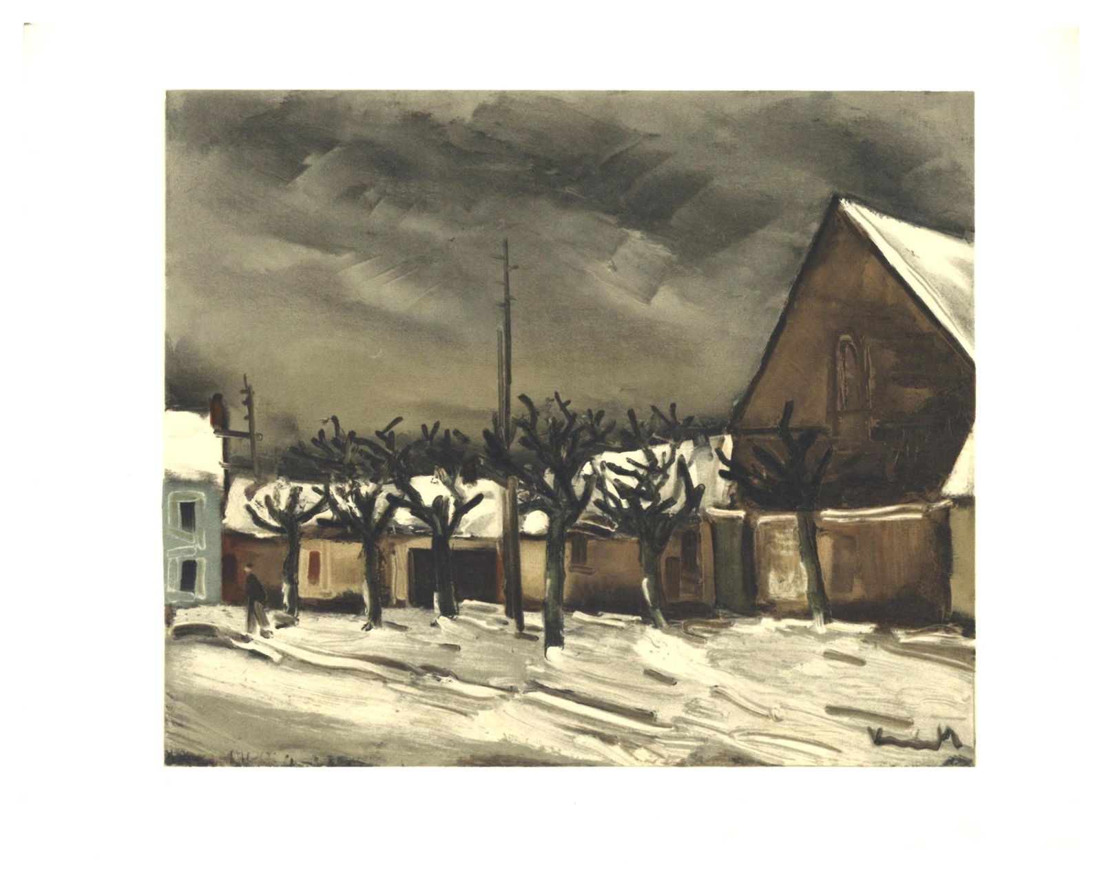 Lithograph - Maurice de Vlaminck - Les tilleuls sous la neige - Vlaminck - Signed - 5