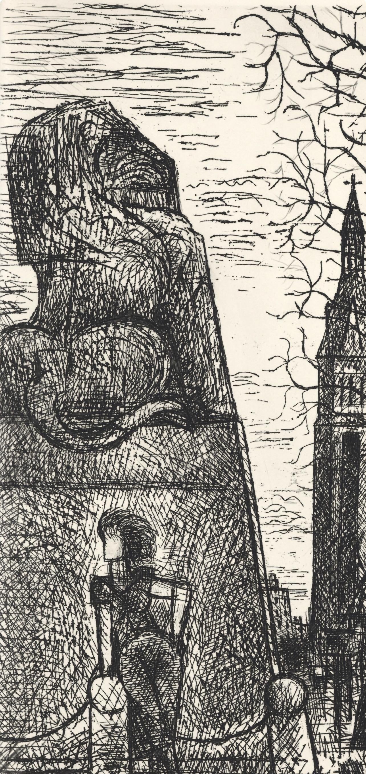 Etching - Marcel Gromaire - Petit-Montroug - A La gloire Paris - 2