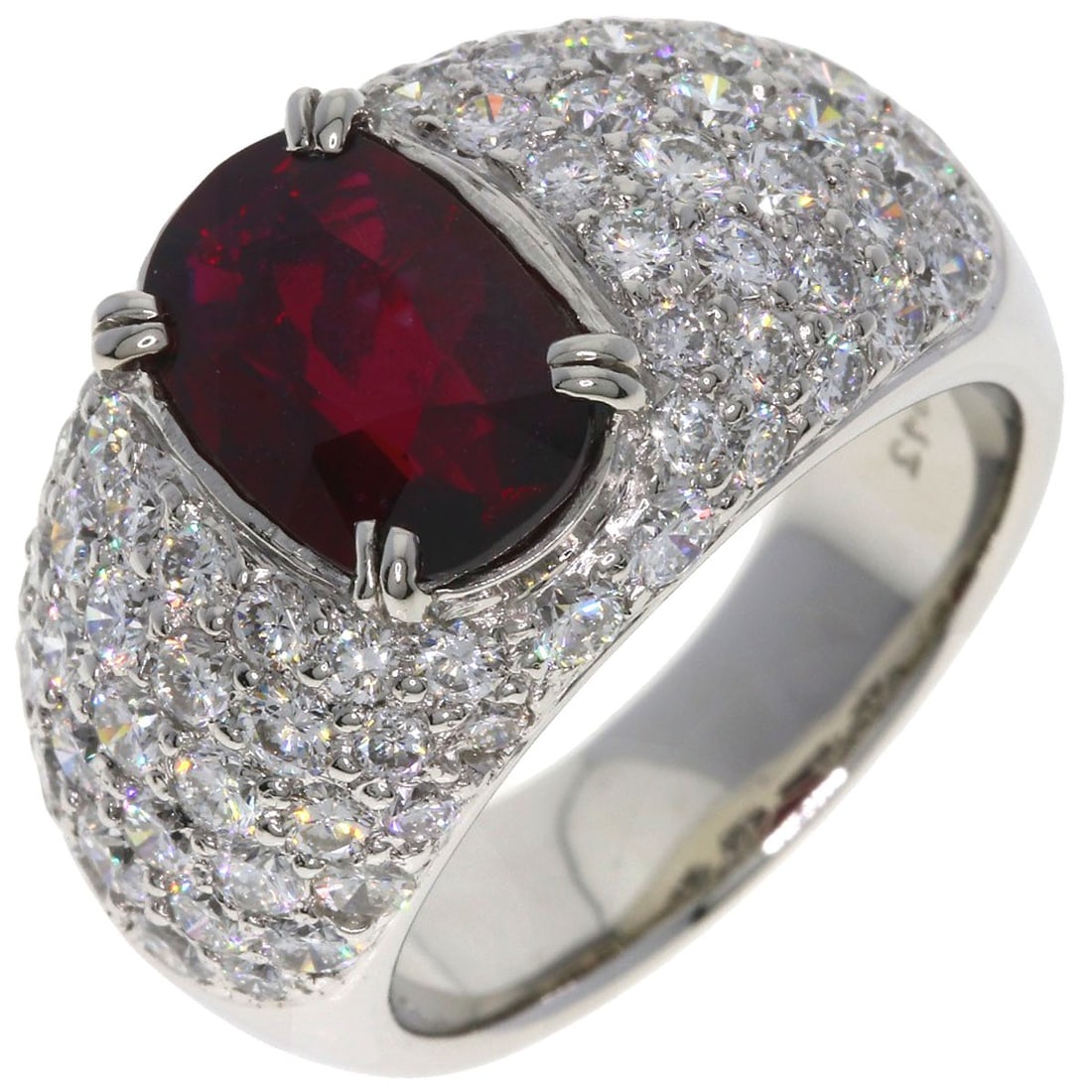 16.6g 2.54ct Ruby Diamond Ring Platinum PT900 - 2